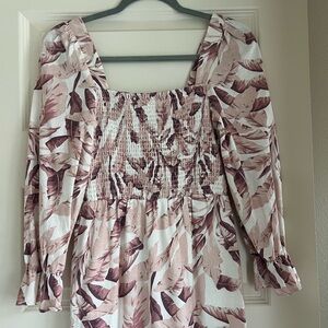 House of Harlow 1960 Palm Leaf Linen MIDI Dress size xs